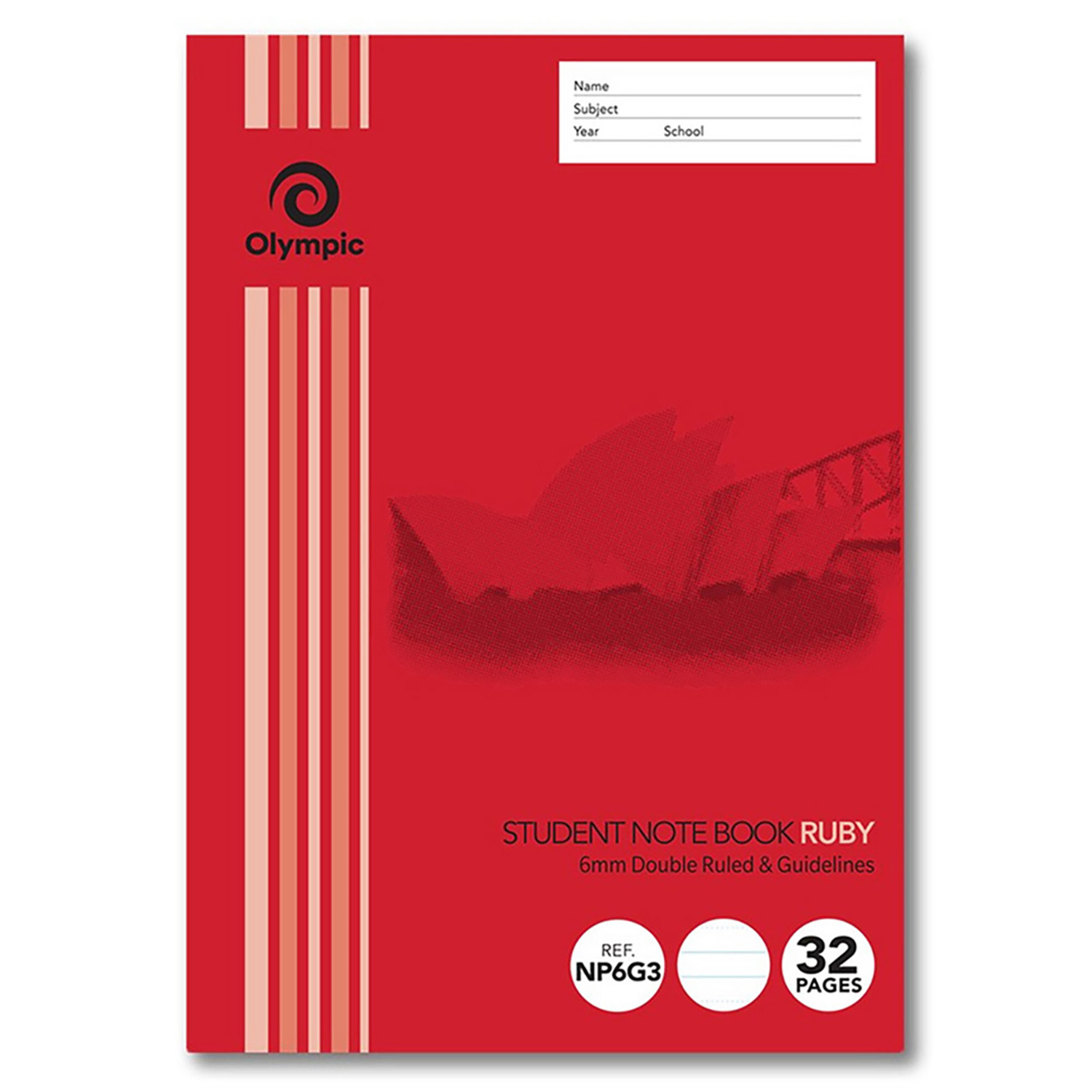 EXERCISE BK OLYMPIC NSW STUDENT BK 250X175 32PG 6MM DBL RULED RUBY