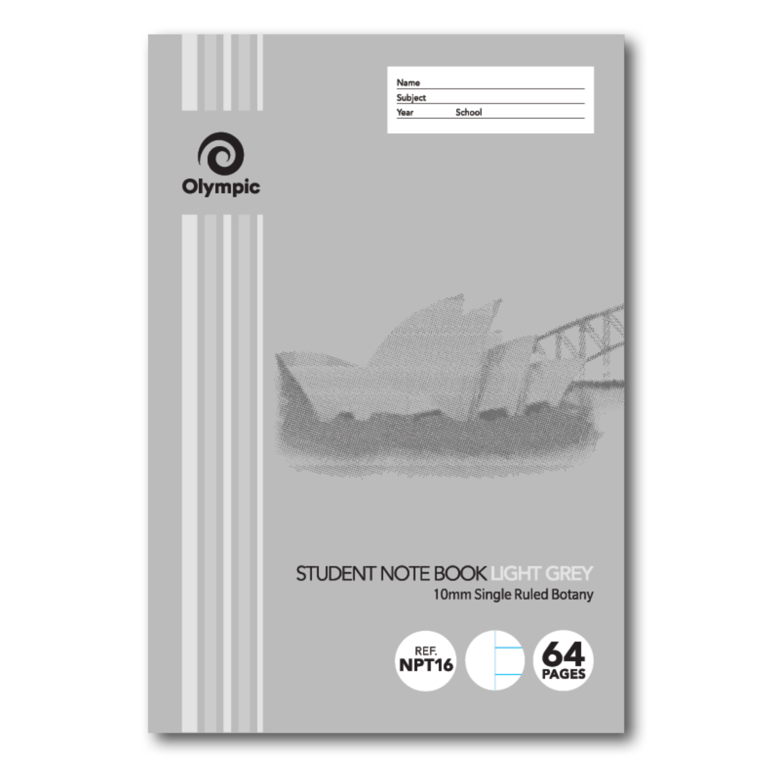 EXERCISE BK OLYMPIC NSW STUDENT BK 250X175 64PG 10MM BOTANY LT GREY
