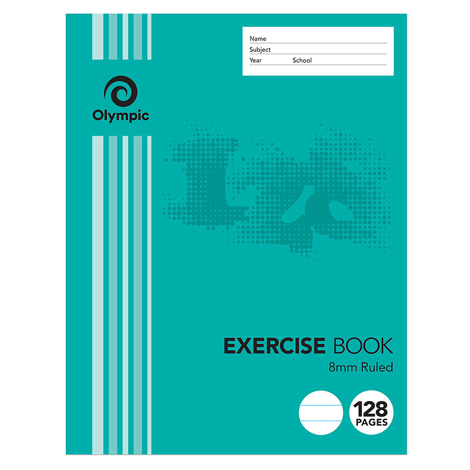EXERCISE BOOK OLYMPIC 225X175MM 8MM RULED 128PG (96128)