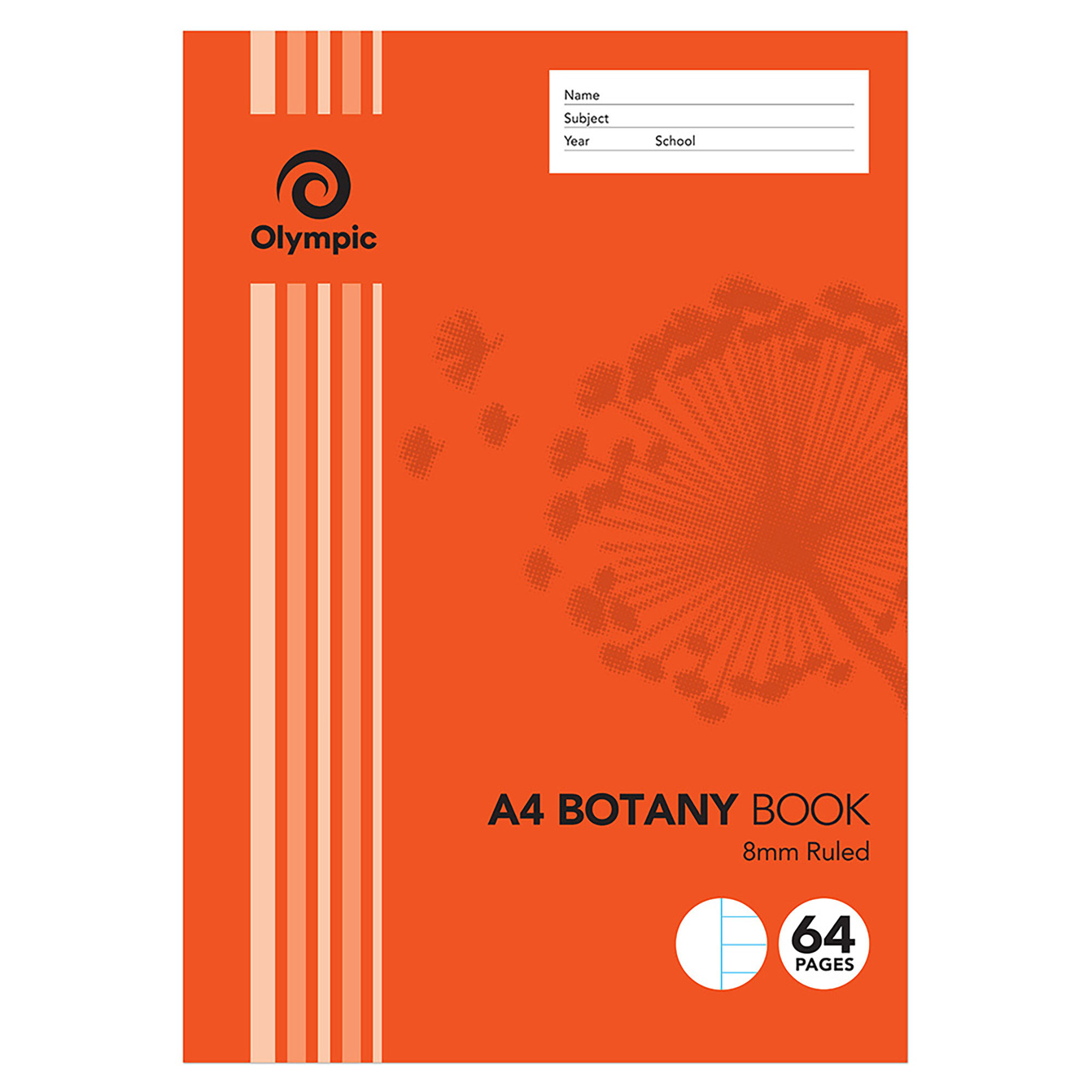 BOTANY BOOK OLYMPIC A4 8MM RULED 64PG