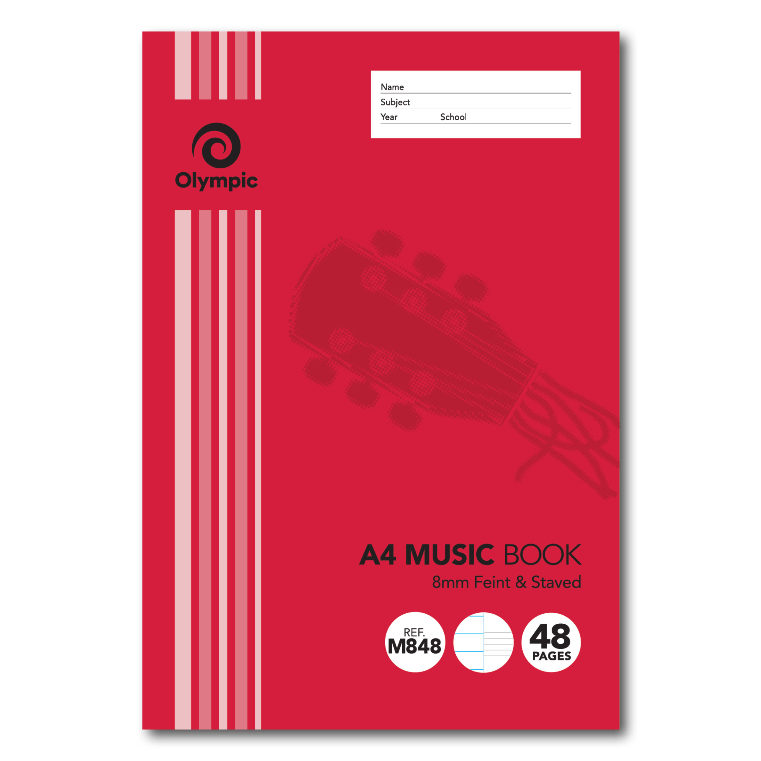 MUSIC BOOK OLYMPIC A4 8MM STAVE 48PG