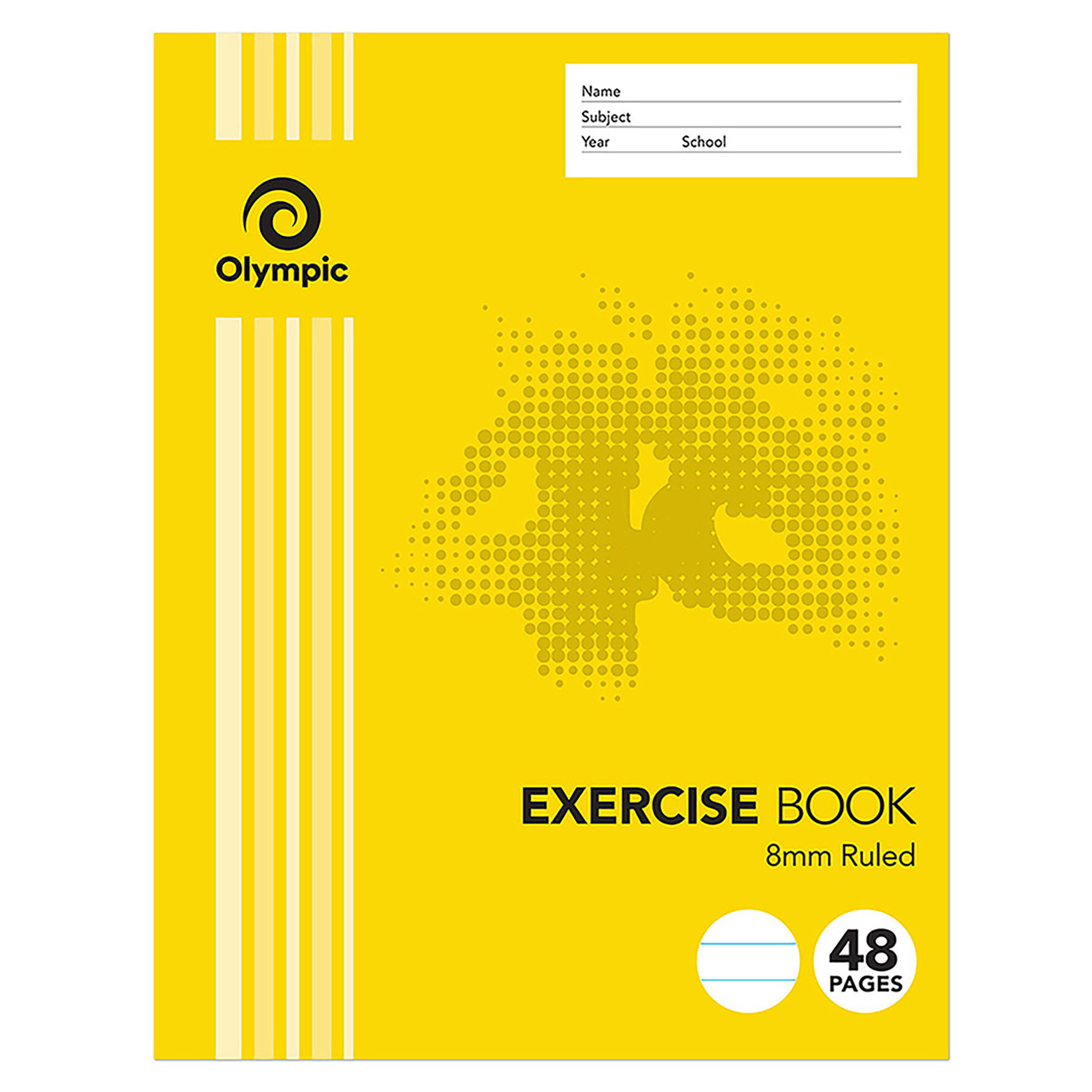 EXERCISE BOOK OLYMPIC 225X175MM 8MM RULED 48PG (96048)