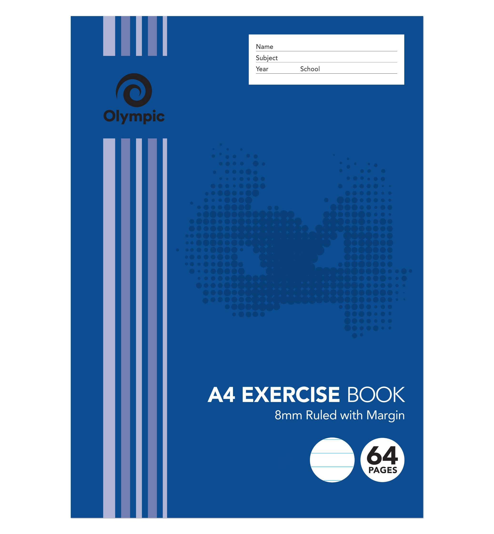 EXERCISE BOOK OLYMPIC A4 8MM RULED 64PG (97064)