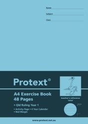 EXERCISE BOOK PROTEXT A4 PP QLD YEAR 1 + MARGIN 48PG EMU