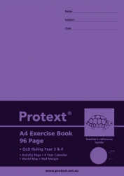 EXERCISE BOOK PROTEXT A4 PP QLD YEAR 3/4 + MARGIN 96PG TURTLE