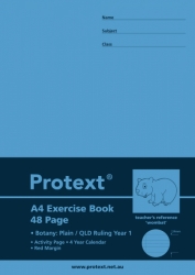 EXERCISE BOOK PROTEXT A4 PP QLD YEAR1 48PG + MARGIN BOTANY/PLAIN WOMBAT
