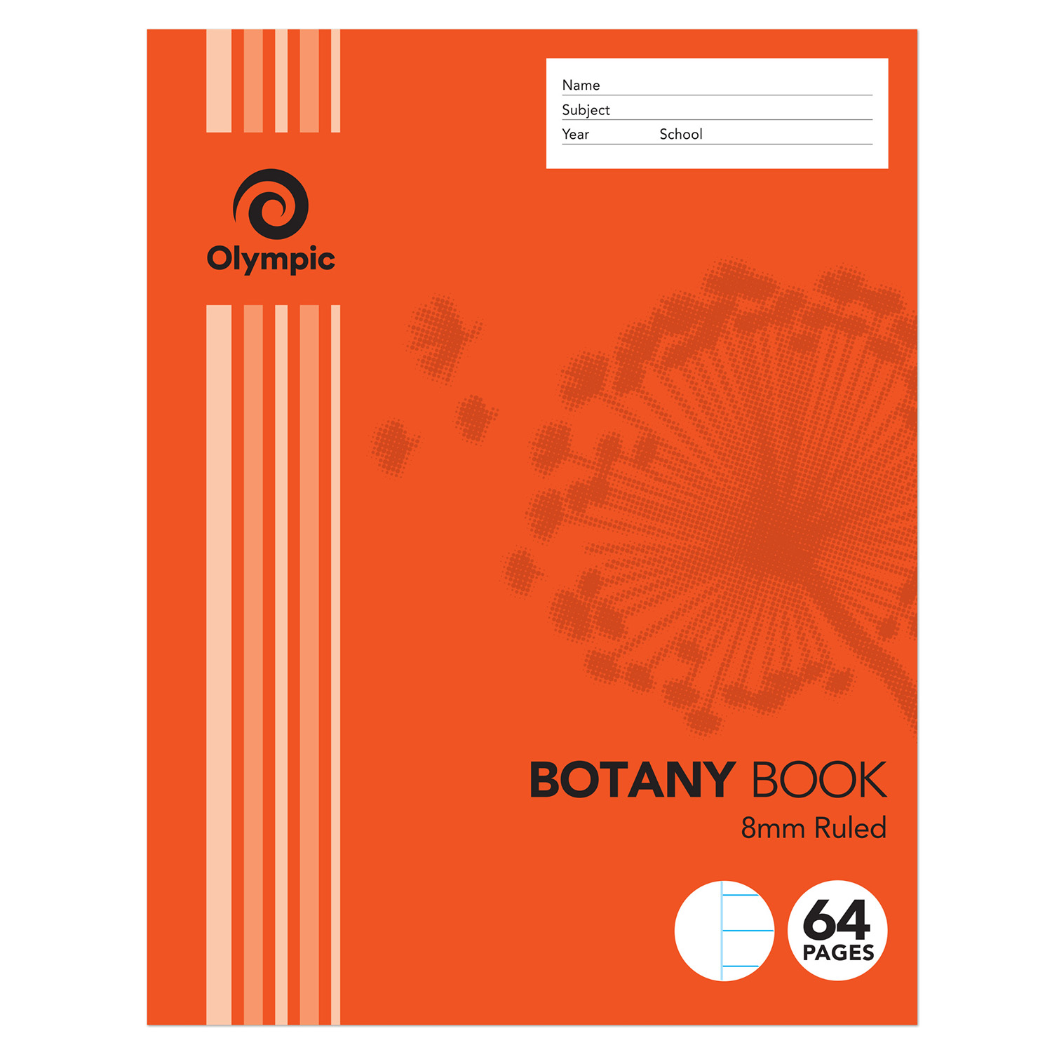 BOTANY BOOK OLYMPIC 225X175MM 8MM RULED 64PG