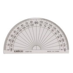 PROTRACTOR CELCO 10CM 180 DEG HALF CIRCLE CLEAR