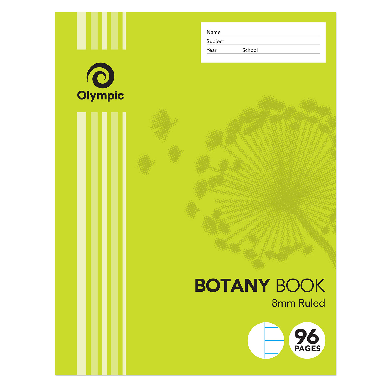 BOTANY BOOK OLYMPIC 225X175MM 8MM RULED 96PG