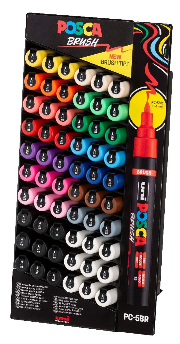 SP- MARKER UNI POSCA PC5BR MEDIUM BRUSH TIP 5 DOZ DISPLAY