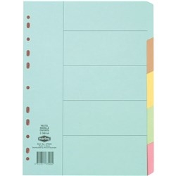 DIVIDERS MARBIG A4 MANILLA 5 TAB COLOURED PASTEL