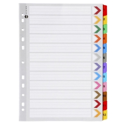DIVIDERS MARBIG A4 MANILLA REINF 1-12 TAB
