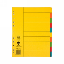 DIVIDERS MARBIG A4 MANILLA 10 TAB EXTRA WIDE BRIGHTS