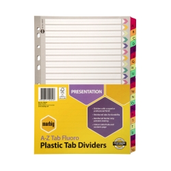 DIVIDERS MARBIG A4 MANILLA FLUORO A-Z TAB