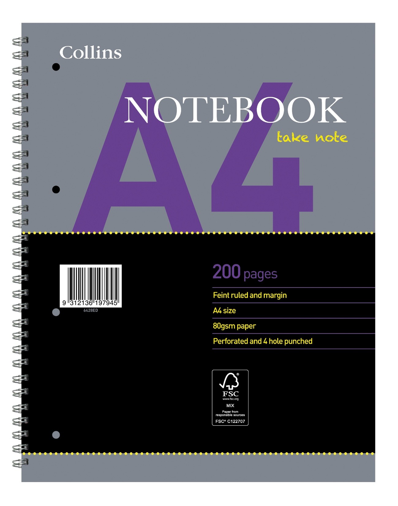 SP- NOTEBOOK COLLINS A4 6428ED RULED 200 PAGES 80GSM
