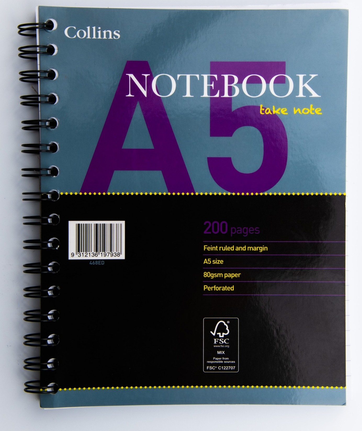 SP- NOTEBOOK COLLINS A5 468ED RULED 200 PAGES 80GSM