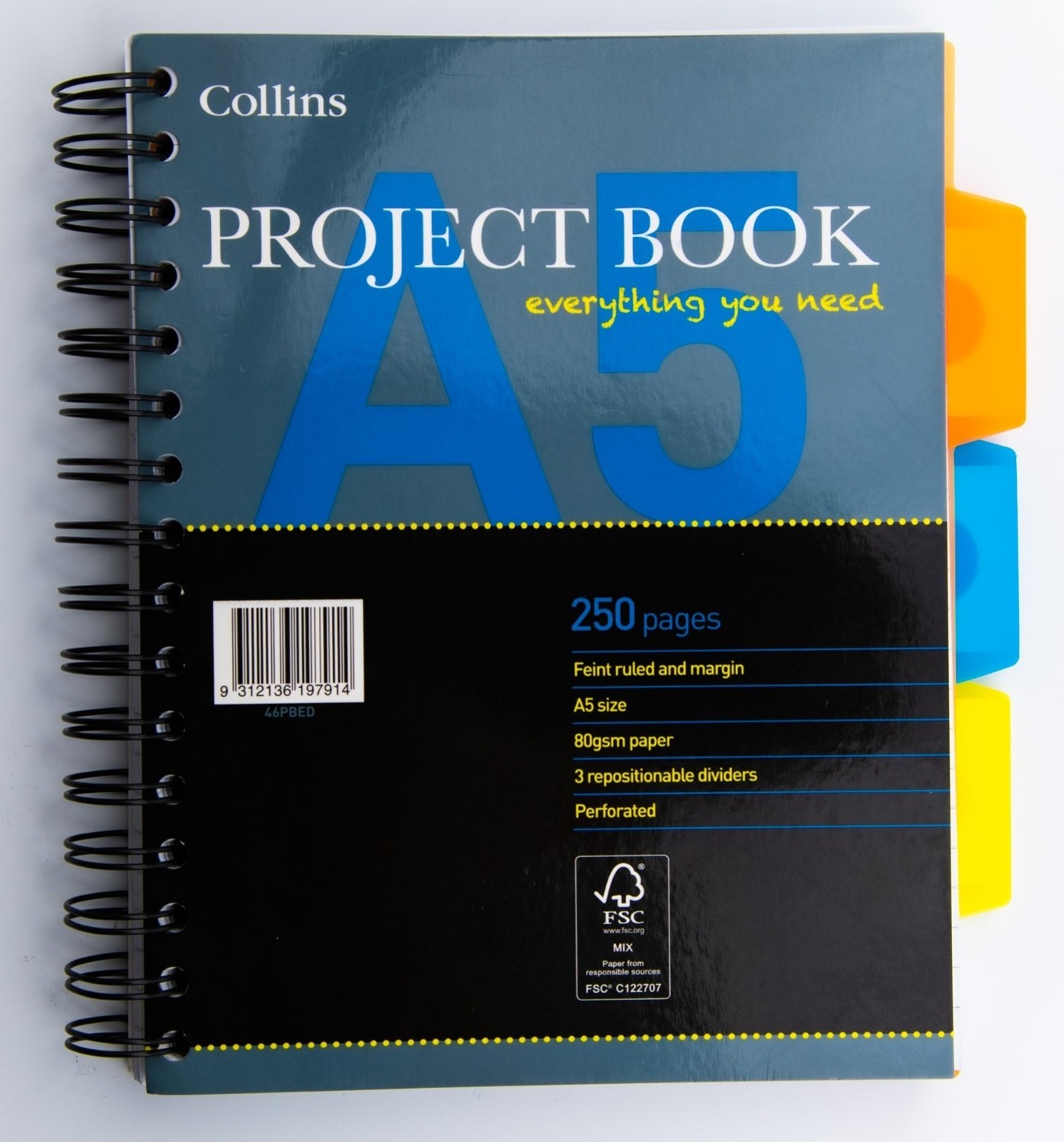 SP- PROJECT BOOK COLLINS A5 46PBED RULED 250 PAGES 80GSM
