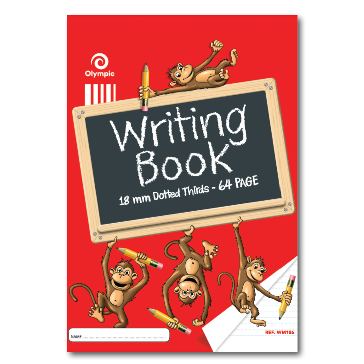 WRITING BOOK OLYMPIC 335X240MM 18MM DOTTED THIRDS MONKEYS 64PG