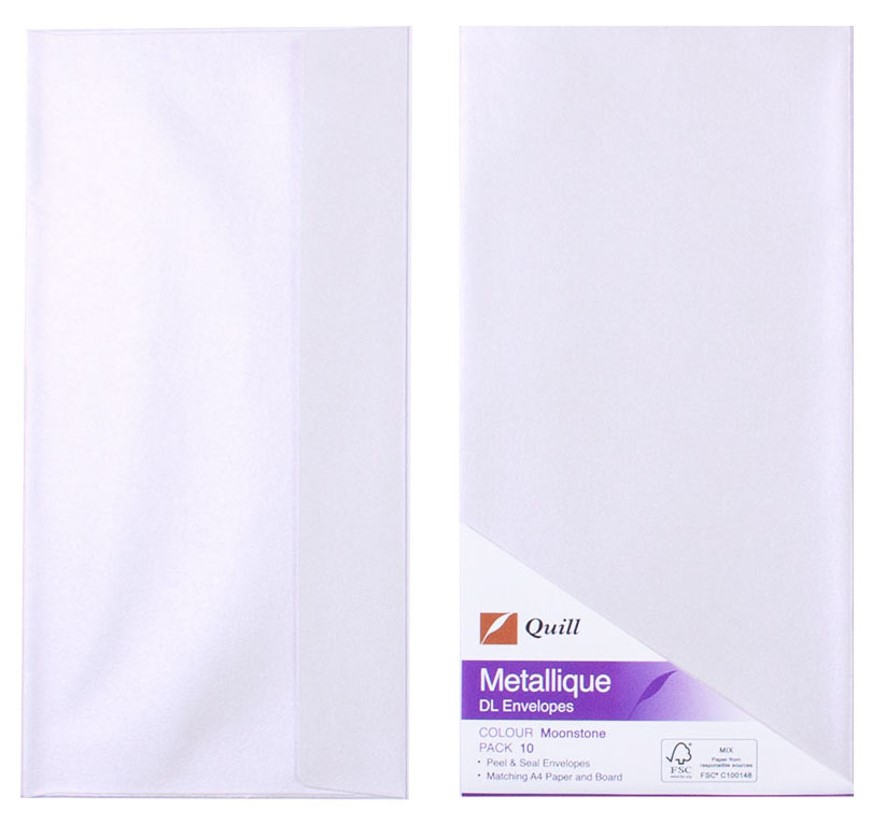 ENVELOPES QUILL DL METALLIQUE MOONSTONE PK10