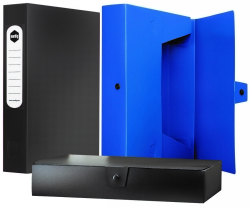 BOX FILE MARBIG A4 60MM PP W/BUTTON BLUE