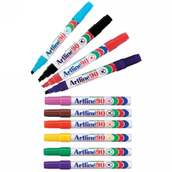 MARKER ARTLINE 90 PERMANENT 5MM CHISEL NIB ASST COLOURS BX12