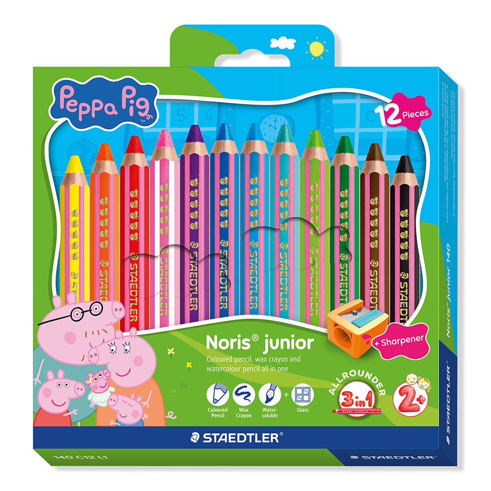 PENCIL COLOURED STAEDTLER NORRIS JUNIOR PEPPA PIG HEX 3IN1 INCL SHARP PK12