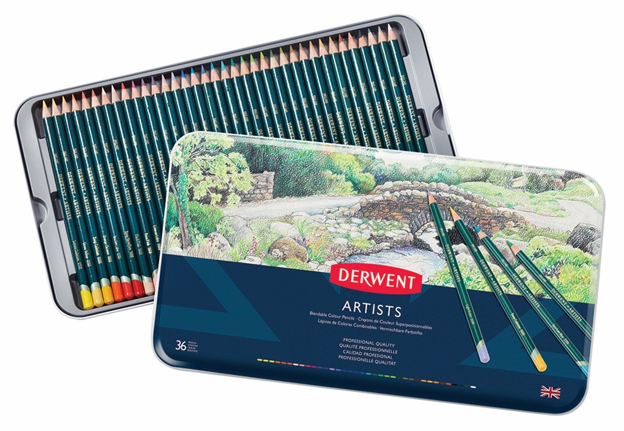 PENCIL COLOURED DERWENT ARTISTS TIN 36