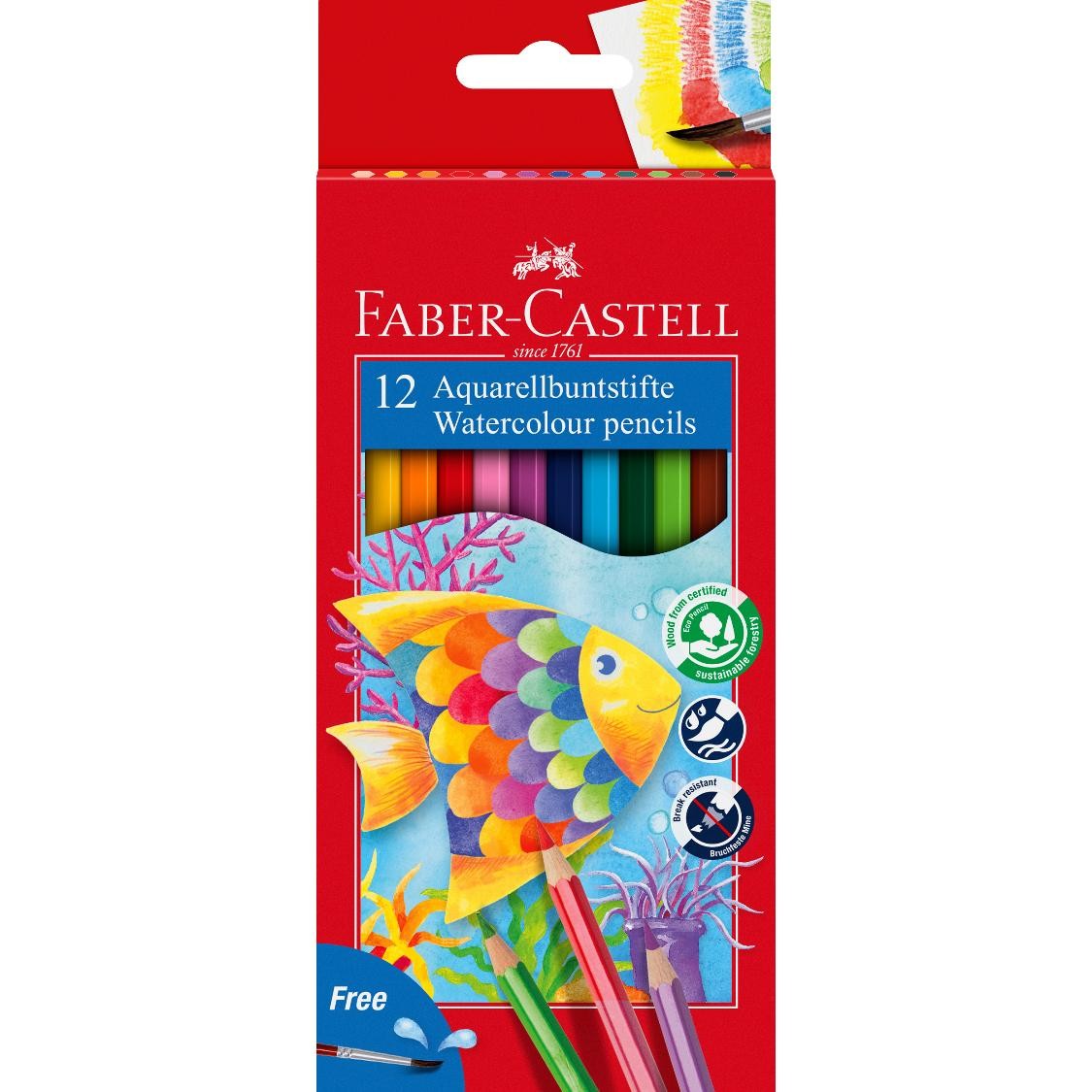PENCIL COLOURED FABER-CASTELL RED RANGE WATERCOLOUR PK12