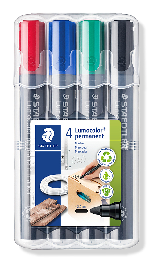 MARKER STAEDTLER 352 LUMOCOLOR PERMANENT BULLET ASST WLT4