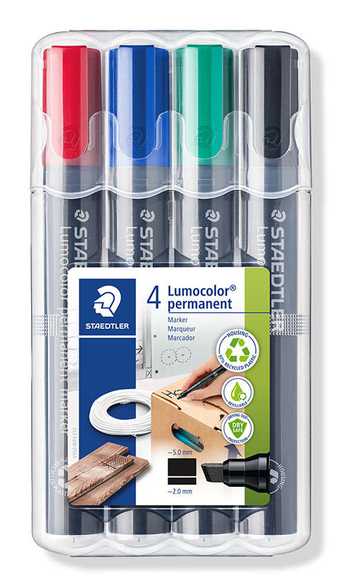 SP- MARKER STAEDTLER LUMOCOLOR 350 PERM CHISEL WLT-4 ASST