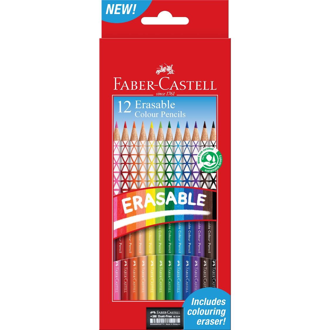PENCIL COLOURED FABER-CASTELL ERASABLE PK12