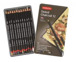 SP- PENCILS DERWENT ACADEMY TINTED CHARCOAL TIN PK12