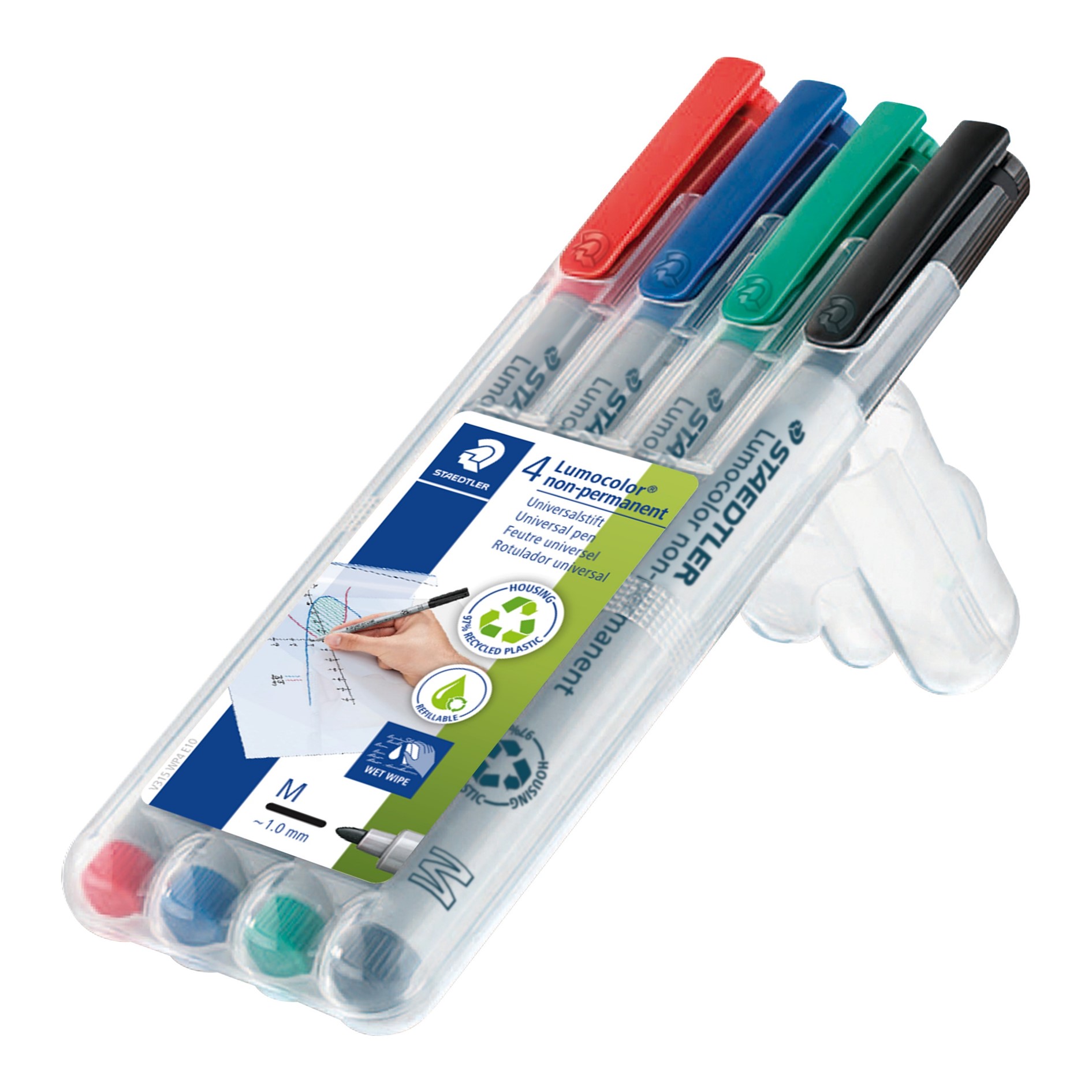 SP- MARKER OHP STAEDTLER 315 WATER SOL MED ASST WLT4