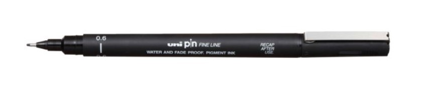 PEN FINELINER DRAWING UNI PIN 0.6MM BLACK
