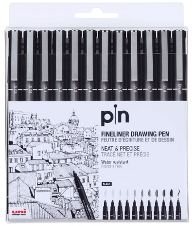 PEN FINELINER DRAWING UNI PIN 200 WLT12