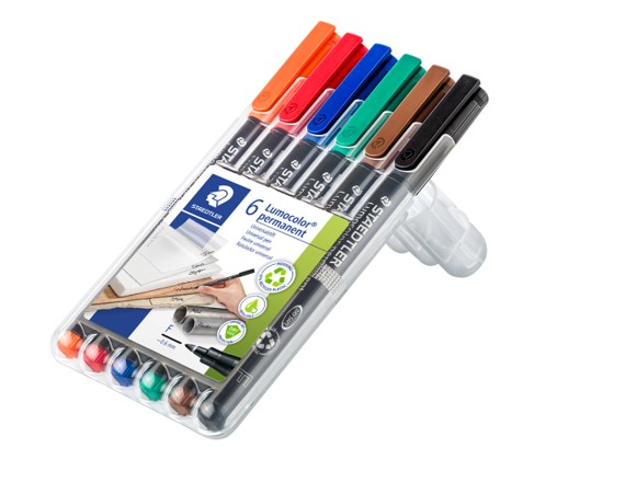 SP- MARKER PEN STAEDTLER LUMOCOLOR PERMANENT 318 0.6MM F ASST WLT6