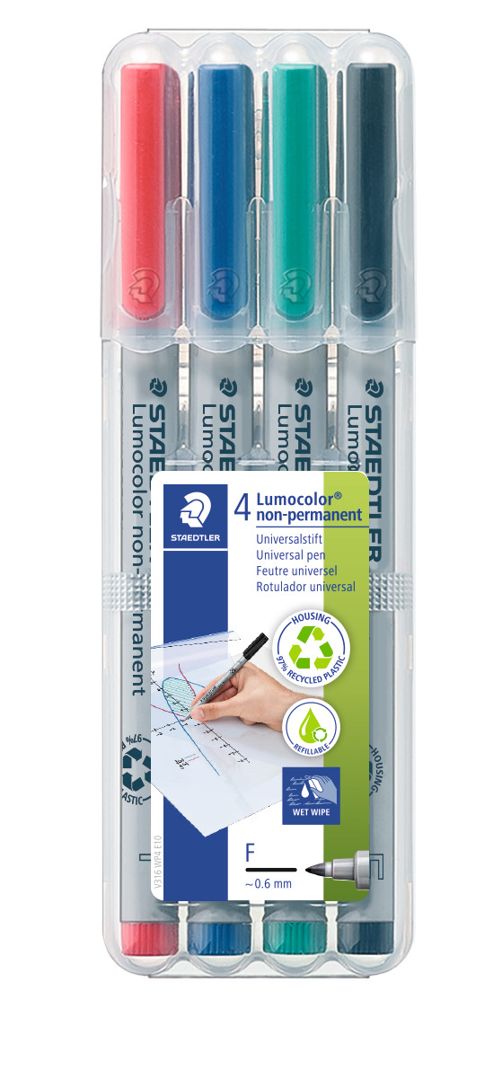 SP- MARKER OHP STAEDTLER 316 WATER SOL F ASST WLT4
