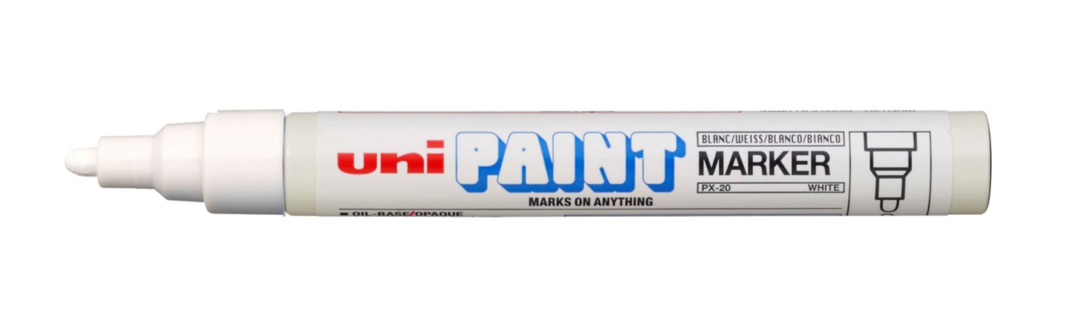 MARKER PAINT UNI PX20 MEDIUM TIP WHITE BX12