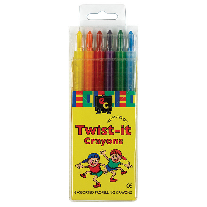 SP- CRAYON TWIST-IT HANGSELL (6) 146 X 5.8MM SELF PROPELLING NON TOXIC