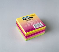 STICK ON NOTES B/TONE 76X76MM NEON COLS