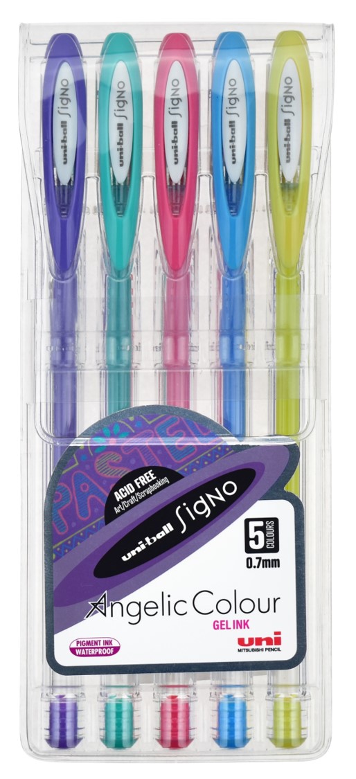 PEN UNI SIGNO UM120A GEL RB FINE 0.7MM PASTEL ASST PK5