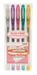 PEN UNI SIGNO UM120SP GEL RB SPARKLING GLITTER 1.0MM ASST PK5