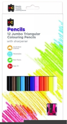 SP- PENCILS EC JUMBO TRIANGULAR WASHABLE PK12 & SHARPENER