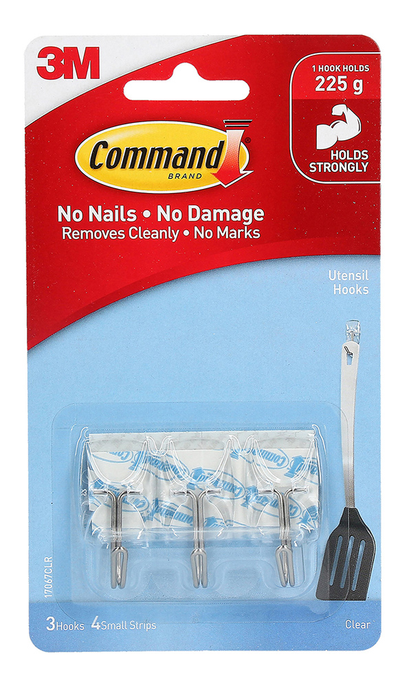UTENSIL HOOKS COMMAND 17067CLR CLEAR PK3