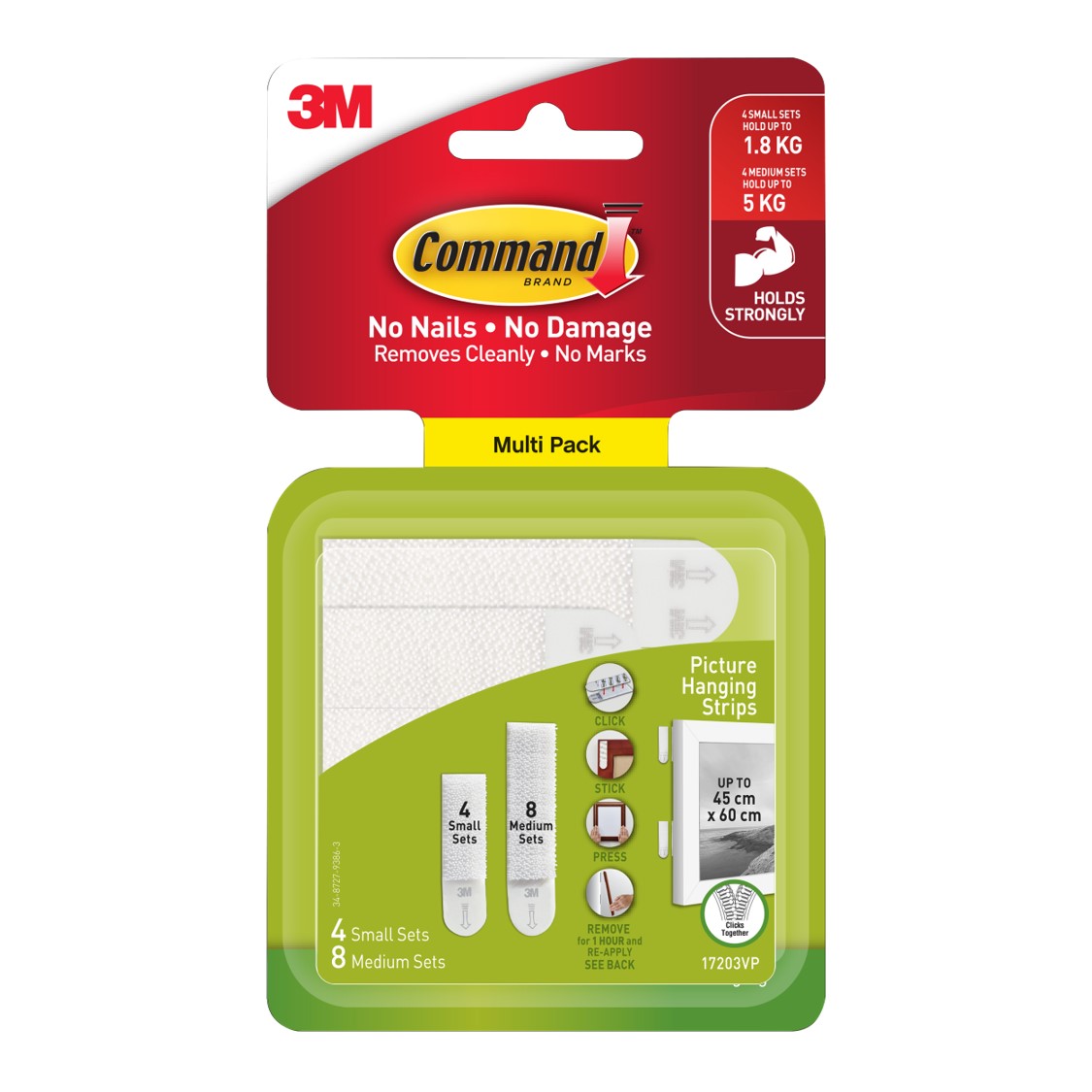 PICTURE HANGING STRIP COMMAND 4 SML 8 MED VALUE PACK 17203