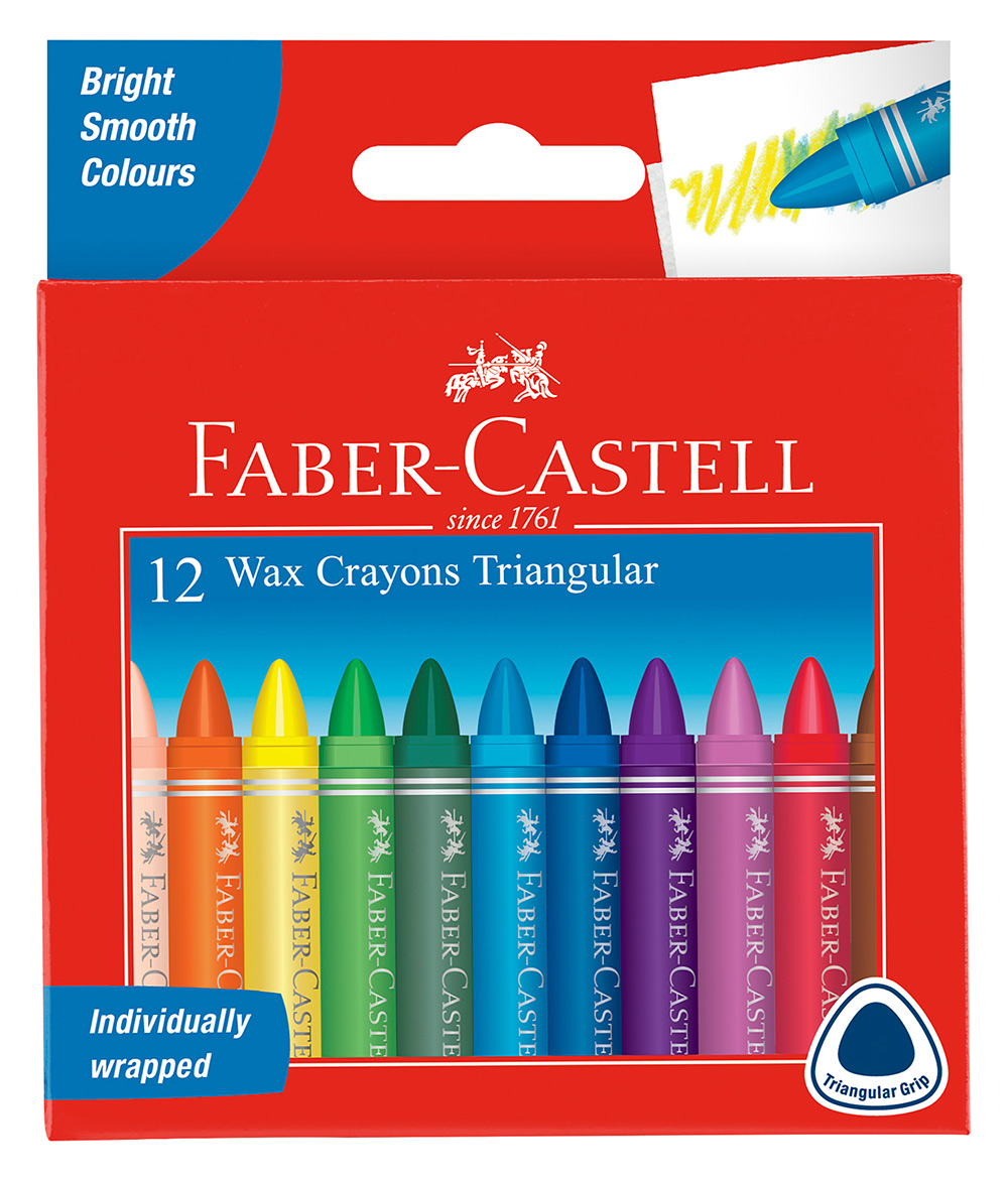 CRAYONS FABER-CASTELL WAX TRIANGULAR GRIP PK12