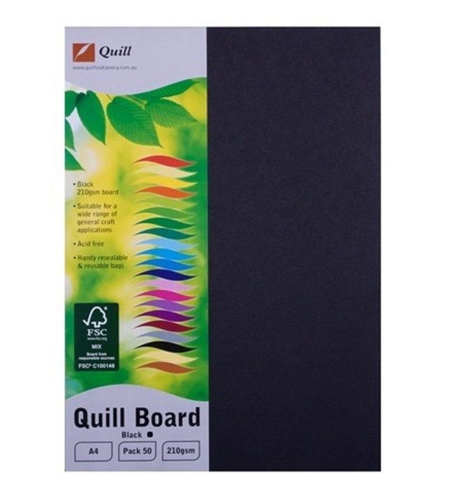BOARD QUILL XL A4 BLACK 210GSM (50SHT)