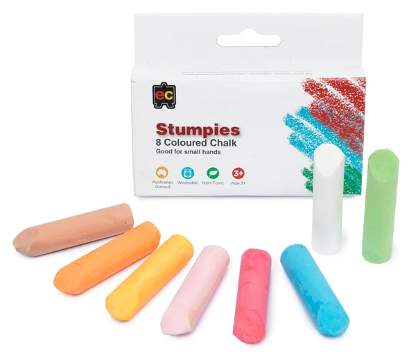 SP- CHALK JUMBO STUMPIES 57 X 14MM HANGSELL (8) COLOURS EDVANTAGE