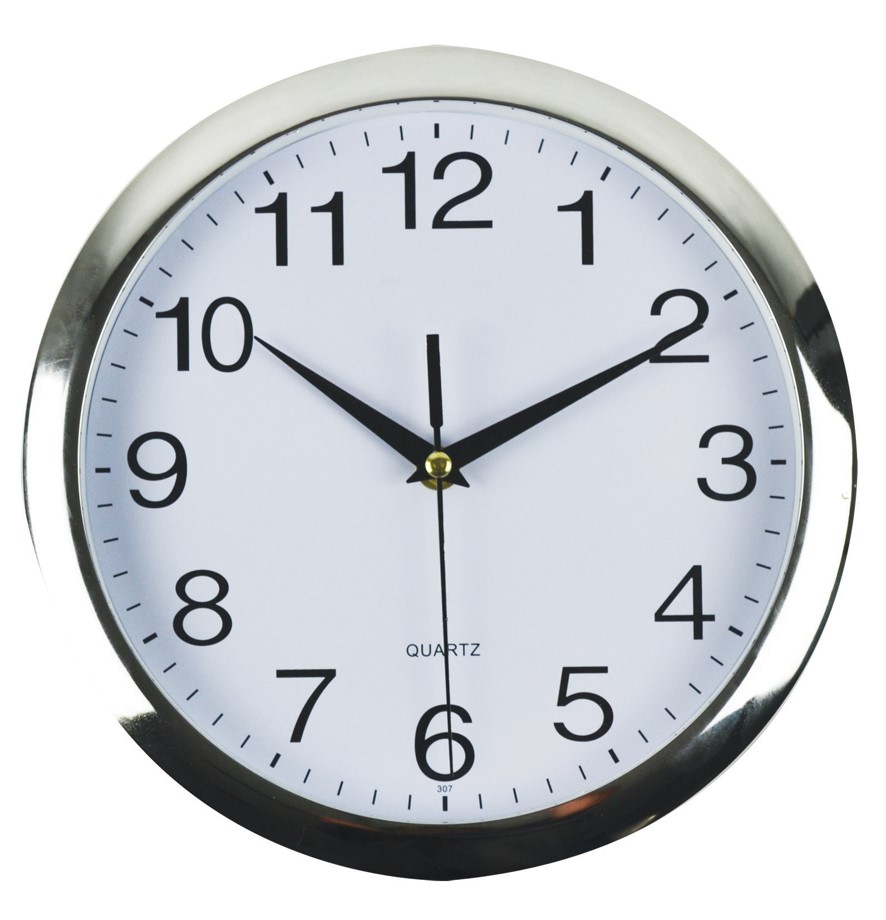 CLOCK ITALPLAST 26CM WALL CHROME FRAME/WHITE FACE