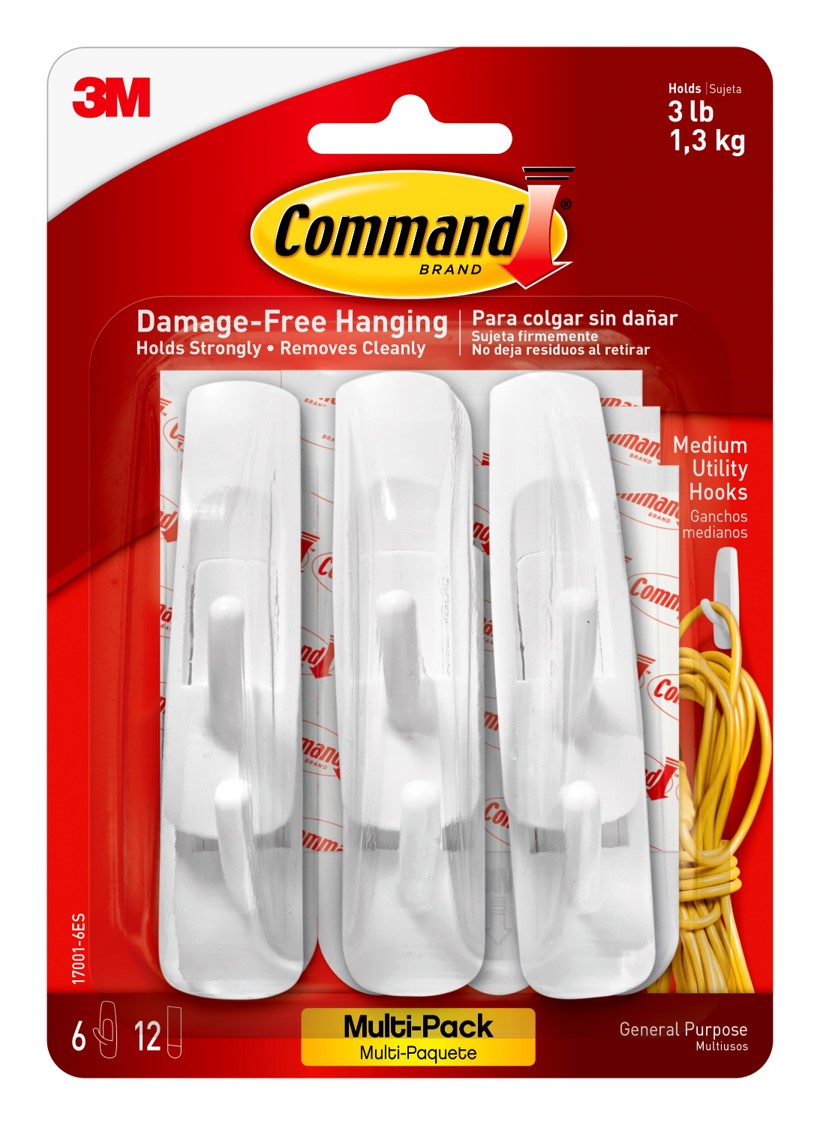 HOOKS COMMAND 17001VP MEDIUM VALUE PACK 6 HOOKS & 12 STRIPS